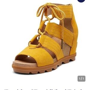 Sorel | Joanie II Lace Up Sandal Wedge Golden Yellow SZ 8